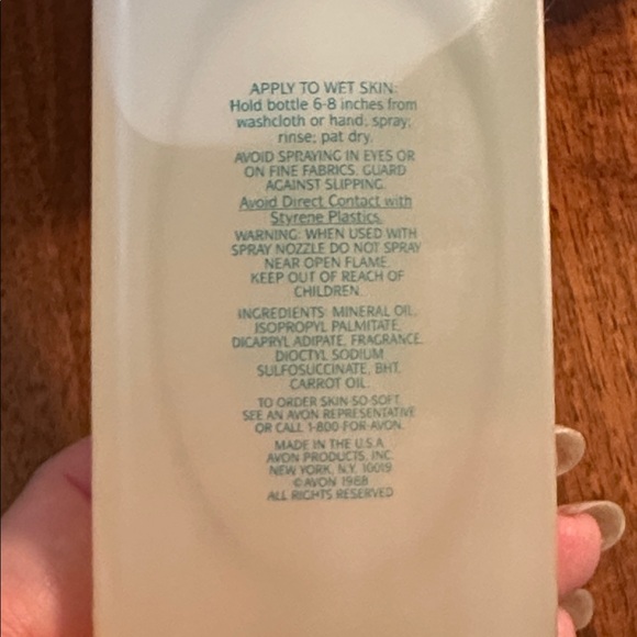 Vintage 1988 Avon Skin-So-Soft Original Bath Oil Spray - Picture 4 of 4